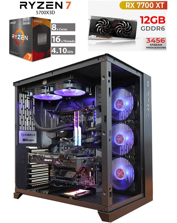 PC GAMING - Ryzen 7 [5700x3D] + RX 7700XT 16GB GDDR6 - 32GB RAM DDR4 3600MHz + SSD M.2 1000GB