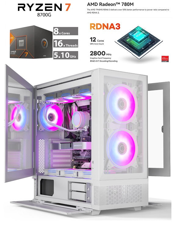 PC GAMING - RYZEN 5 [8500g] o RYZEN 7 [8700G] con Radeon 780M (RDNA 3) + 16GB RAM DDR5 + M.2 500GB